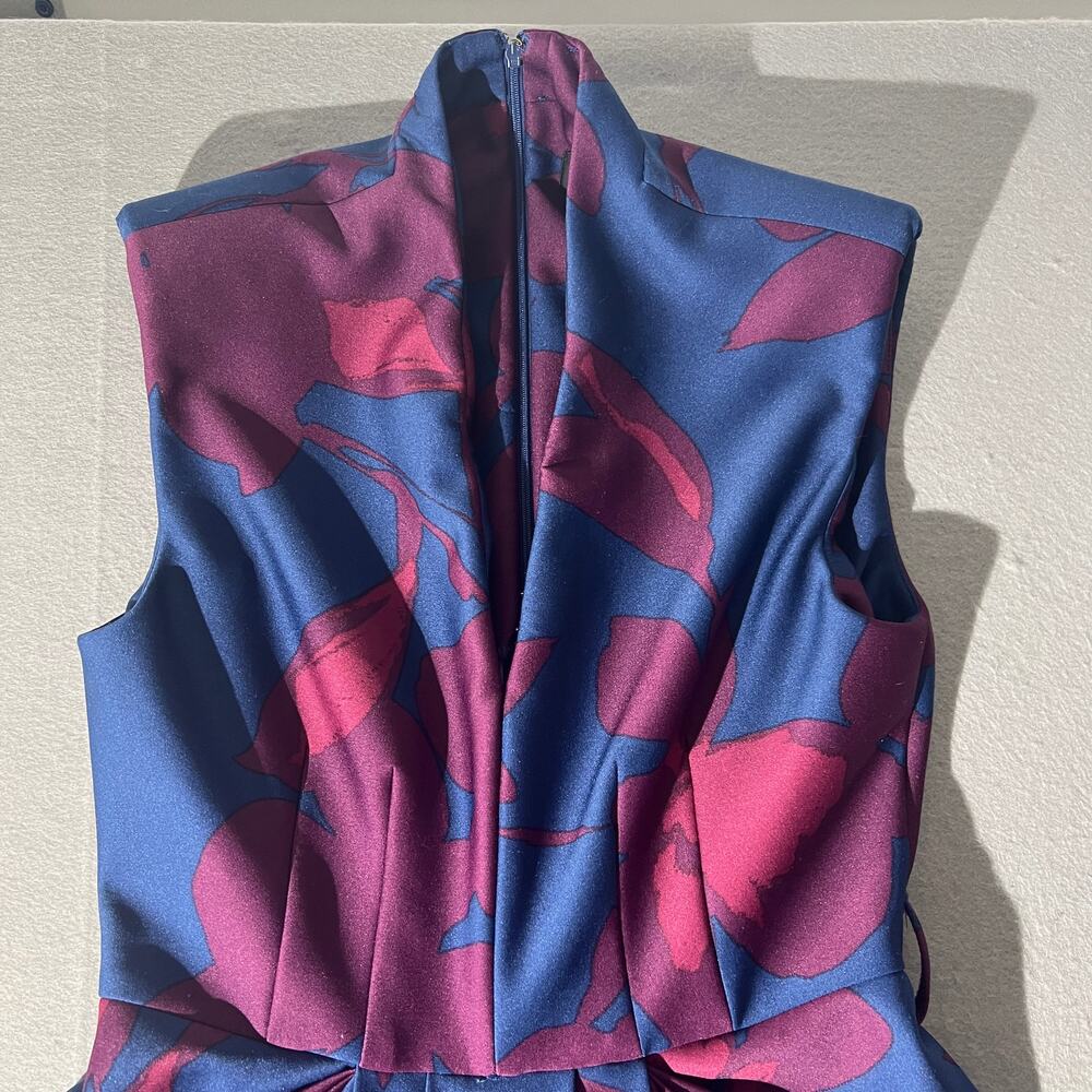 Donna Karan New York Floral Fit & Flare Dress Blue Magenta Size 8 - Picture 5 of 16